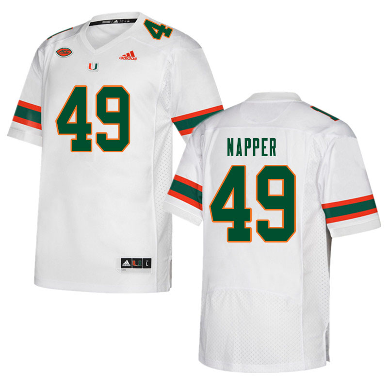 Men #49 Mason Napper Miami Hurricanes College Football Jerseys Sale-White - Click Image to Close